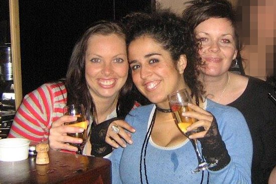(L- R) Bartender Rebecca Brown, reporter Nicole Precel and manager Victoria, at The Pelican in Notting Hill, London.