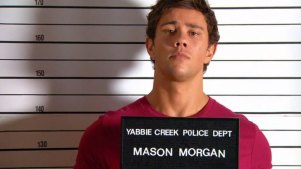 A mugshot of Orpheus Pledger’s character on Home and Away, Mason Morgan.