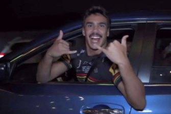 Former Panther turned Wests Tiger Daine Laurie pictured on Sunday night.