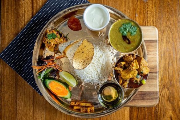 The Khana set at Nepalese restaurant Falcha, at Hurstville, Town Hall and Rockdale.