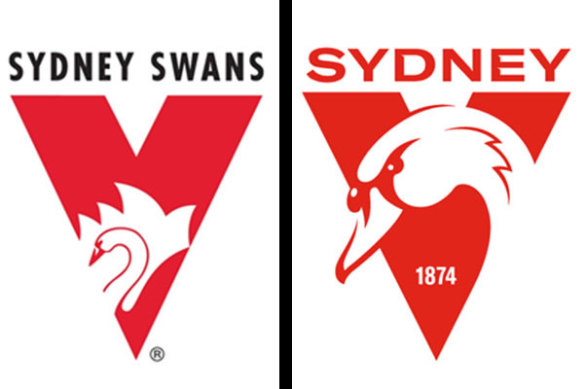 The old - and the new - logos of the Sydney Swans.