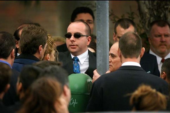 Jason Moran at the funeral of his brother, Mark, in June 2000.