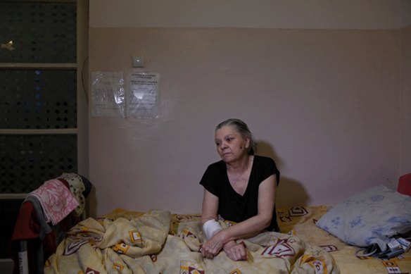 Mariya was at home with her husband when their home was hit in a Russian strike that killed her husband in Bakhmut. 
