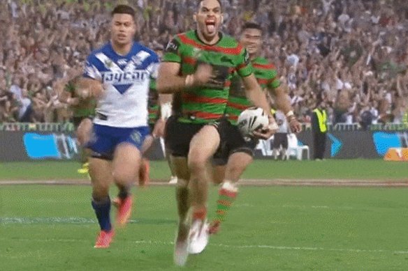 Greg Inglis celebrating a try.