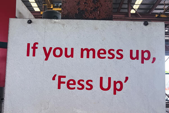 A sign at a business visited by Prime Minister Scott Morrison earlier today. 