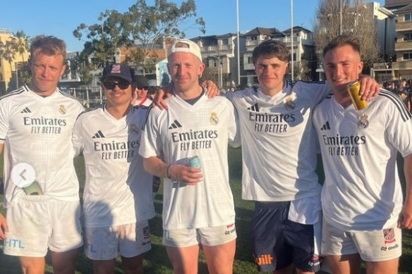 Easts players Darby Lancaster, Jack Grant, Chris Bell, Teddy Wilson and Scott Bowen at Coogee Oval.