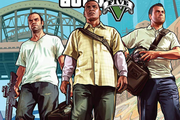 The three protagonists and anti-heroes of the most recent Grand Theft Auto game.
