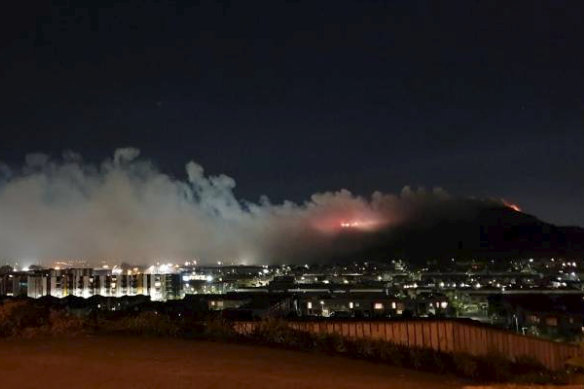 Smoke billows over Auckland from the Mt Wellington fire in New Zealand.