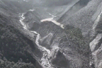 Aerial footage shows a “barrier lake” filling to overflow near the China-Nepal border.