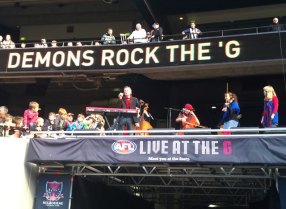 David Bridie sang at the MCG before a Melbourne game.