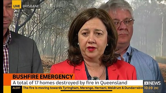 Annastacia Palaszczuk addresses the media during the Queensland bushfires.