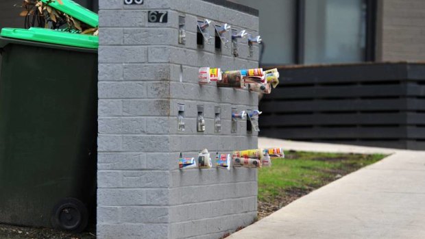 Uncollected mail outside the housing complex in Traralgon where the man's body was found. 