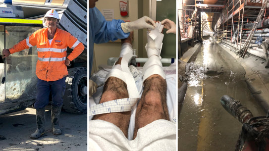 George Deliu was hospitalised with chemical burns while working on the Forrestfield-Airport Link project last year. He's still fighting for compensation.