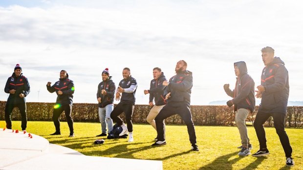 Moving: The club’s New Zealand players perform an emotional haka.