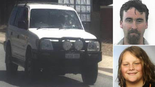 Police are searching for this white Toyota Landcruiser Prado, being driven by Jonathon Edwards, 43, with his son Deegan, 12. 