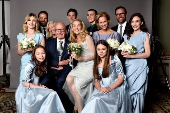 Jerry Hall, Rupert Murdoch and family.