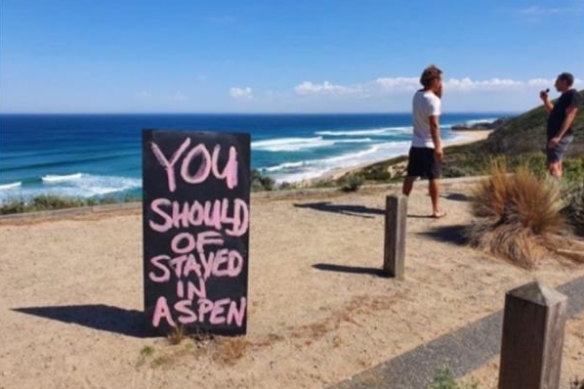 Feelings running high: a sign recently posted on the Mornington Peninsula.