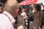 Looper GIF made for Nine.com.au of the interaction at Monaco Grand Prix between Kim Kardashian and Martin Brundle.