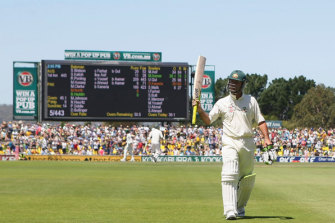 Ricky Ponting leaves Blundstone Arena with 209 against his name during the 2010 Test against Pakistan.