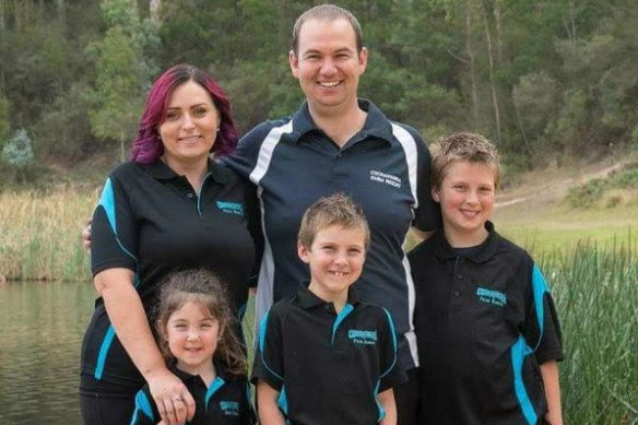 Coonawarra Farm Resort managers Krystal and Louis Ciaglia with their children Amelia, Elijah and Kody.