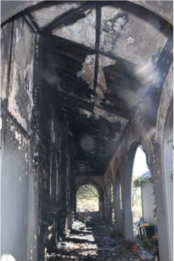 Fire damage at the home of Jordan Shanks in Bondi in November 2022.