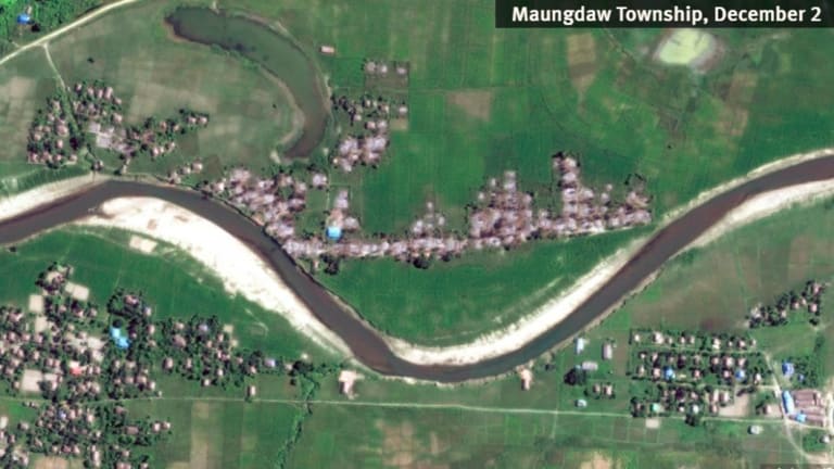 Satellite imagery shows the destruction of villages in Rakhine state in 2017.