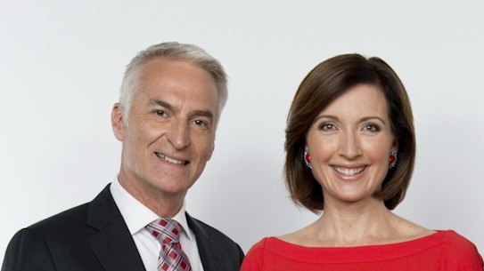 Andrew Lofthouse and Melissa Downes from Channel 9, with Lord Mayor Graham Quirk.