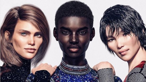 CGI models (from left) Margo, @shudu.gram and Zhi. CGI models are now being used by leading fashion houses such as Balmain. 