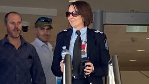 Senior Constable Catherine Nielsen leaves Toowoomba Magistrates Court on Monday afternoon.