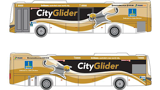 An artist’s impression of the proposed Gold CityGlider, previously released by Brisbane City Council.