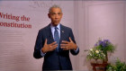 Barack Obama appears to the Democratic National Convention.