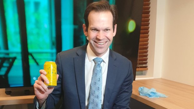 Nationals senator and former resources minister Matt Canavan cracked open a can of Colonial on air.