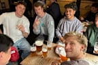 Nick Blakey (second from left) with some new teammates.
