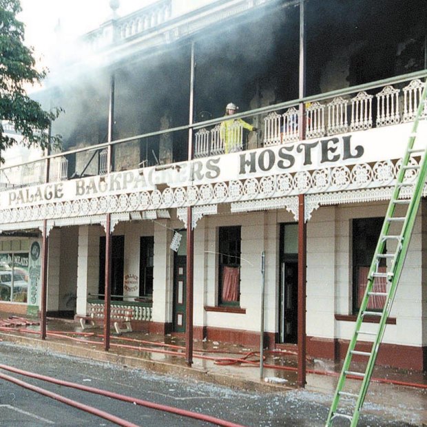 The Palace Backpackers Hotel in Childers was gutted in the blaze.