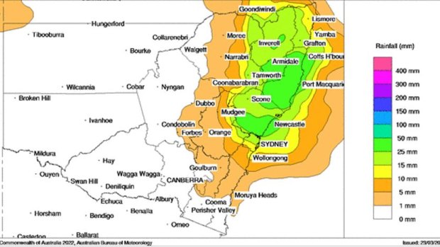 The Bureau of Meteorology has warned up to 50mm of rain is expected in some parts of NSW on Thursday.
