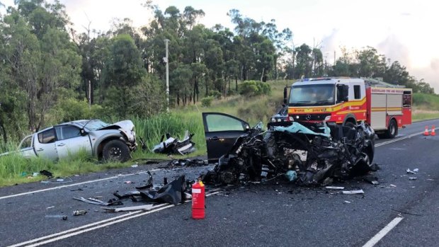 The scene near Yeppoon on Tuesday. The road was closed for about six hours and reopened close to midday.