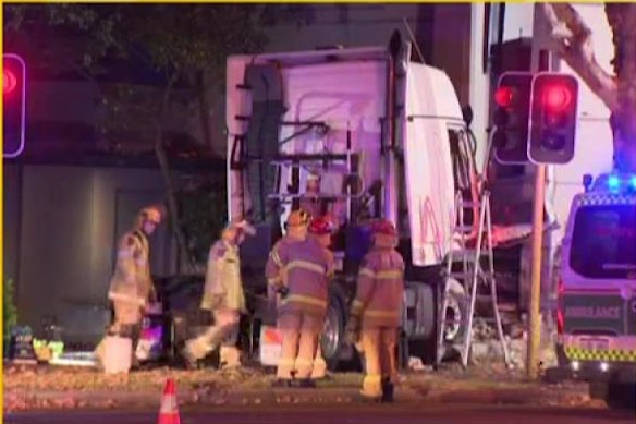 The driver had to be taken to hospital.