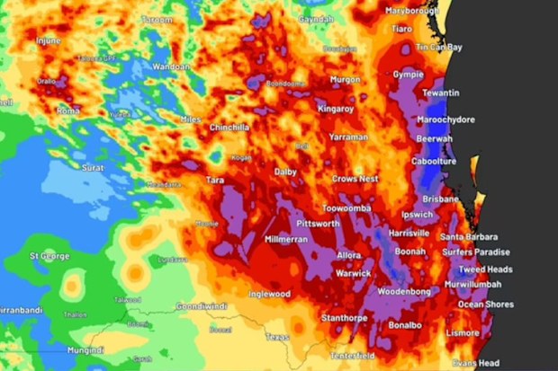 Estimate of Queensland rainfall in the 48 hours to 9 am Friday (AEST), October 23, 2026, based on radar data.