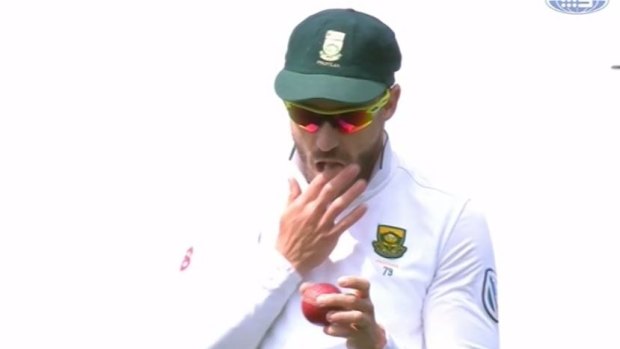 Faf du Plessis was caught using a lolly on the ball during a Test in Australia.