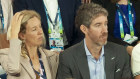 Margaret and Barry Court were guests of Tennis Australia, and behind, Scott Farquhar and wife Kim Jackson.