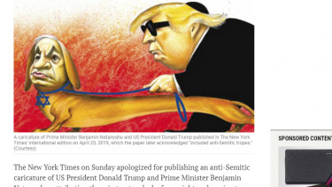 A The Times of Israel report on The New York Times' apology for the cartoon.