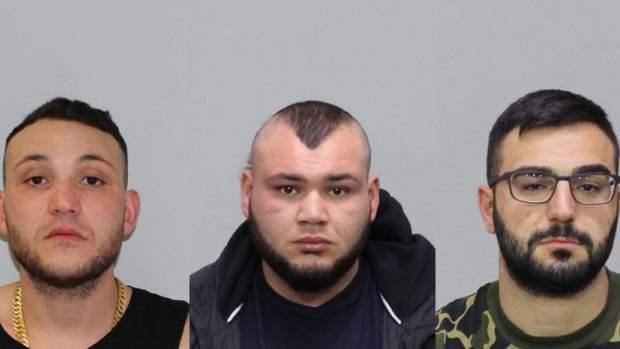 Abdullah El Nasher, left, Ali El Nasher and Mikhael Myko are wanted over a shooting at a Melbourne boxing event