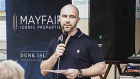 James Mawhinney talks up the Dunk Island tourism project in a Mayfair promotion.