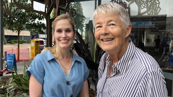 The LNP's candidate for Griffith, Olivia Roberts (left), with Pam Evans from Coorparoo.