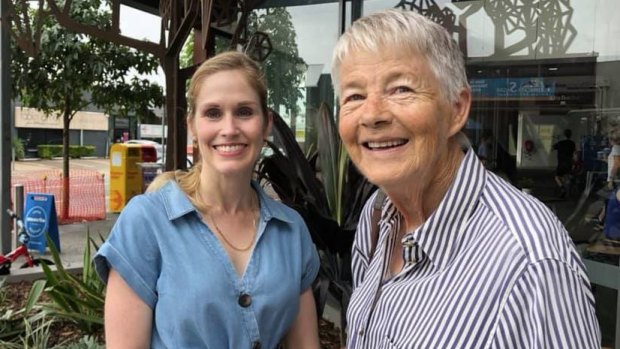 The LNP's candidate for Griffith, Olivia Roberts (left), with Pam Evans from Coorparoo.