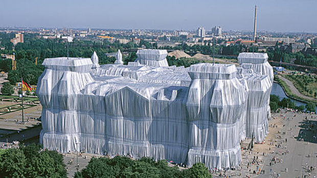 Christo and Jeanne-Claude’s Wrapped Reichstag temporarily erased the famous German landmark for two weeks in 1995. 