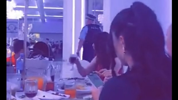 A video uploaded to Snapchat appears to show police attending the Paradiso wedding venue in Fairfield on Saturday. 