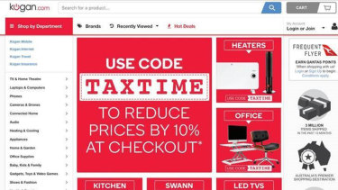 Kogan.com is accused of inflating prices for the period of its "TAXTIME" promotion so customers were actually paying more. 