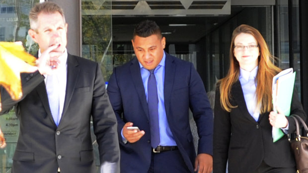 Low point: Papalii leaves the ACT Magistrates Court back in April 2017 after pleading guilty to drink-driving.
