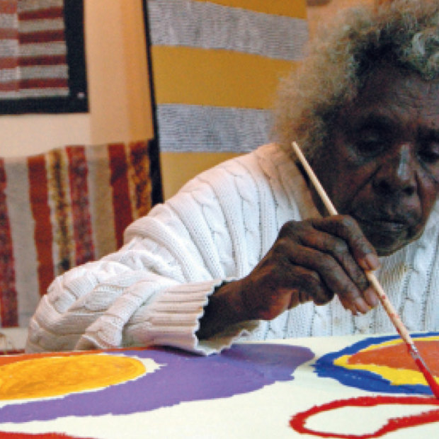 Sally Gabori was around 80 when she first picked up a paintbrush – and  became hooked.     